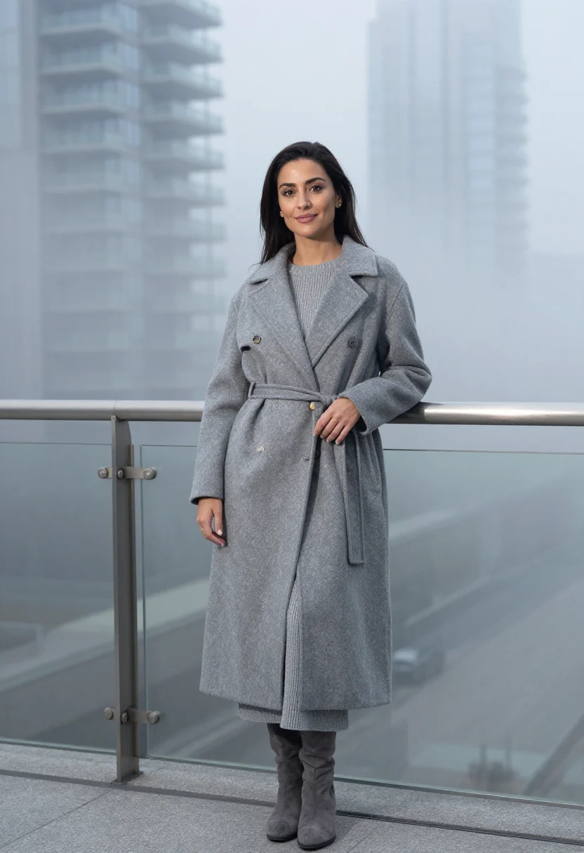 AI milan porta nuova nebbia grey sample — portrait of a woman, framed half-length from the head to the