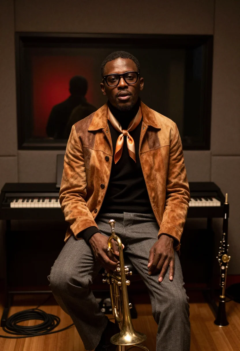 AI miles davis sample — portrait of a man, three-quarter-length portrait of an Afric
