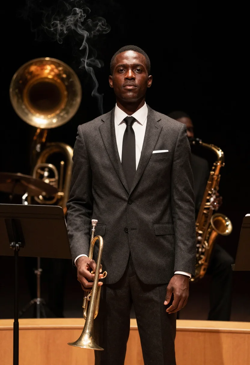 AI miles davis sample — portrait of a man, three-quarter-length portrait of an Afric
