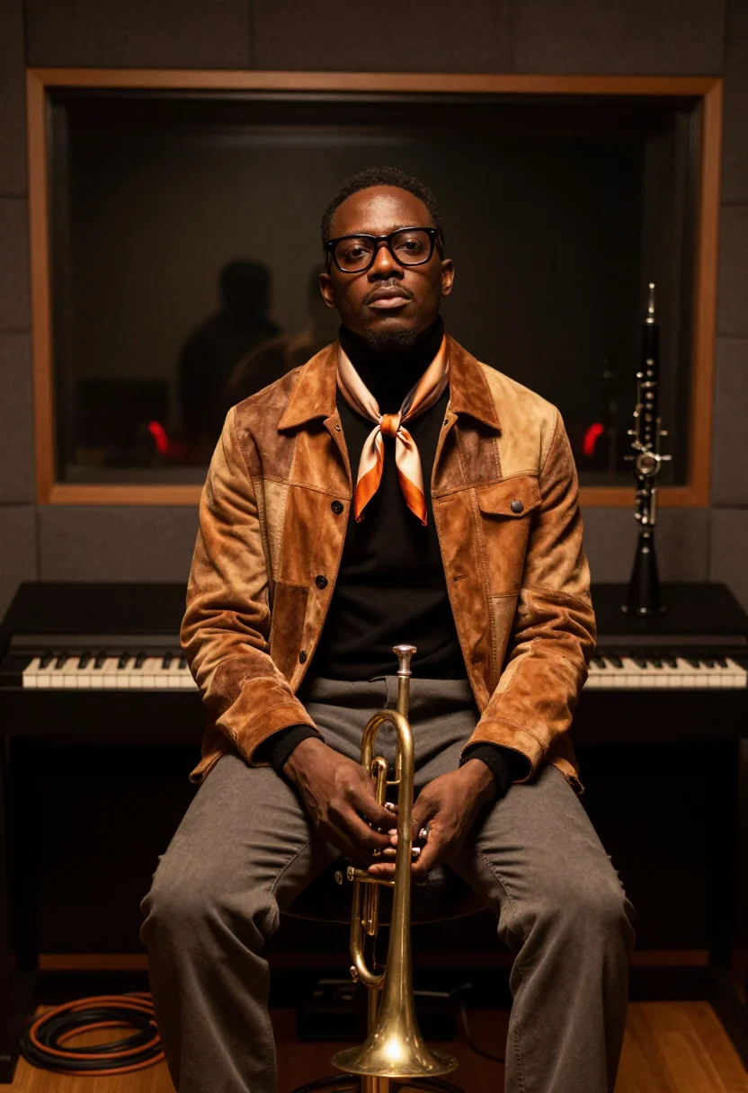 AI miles davis sample — portrait of a man, close half-length portrait of an African-
