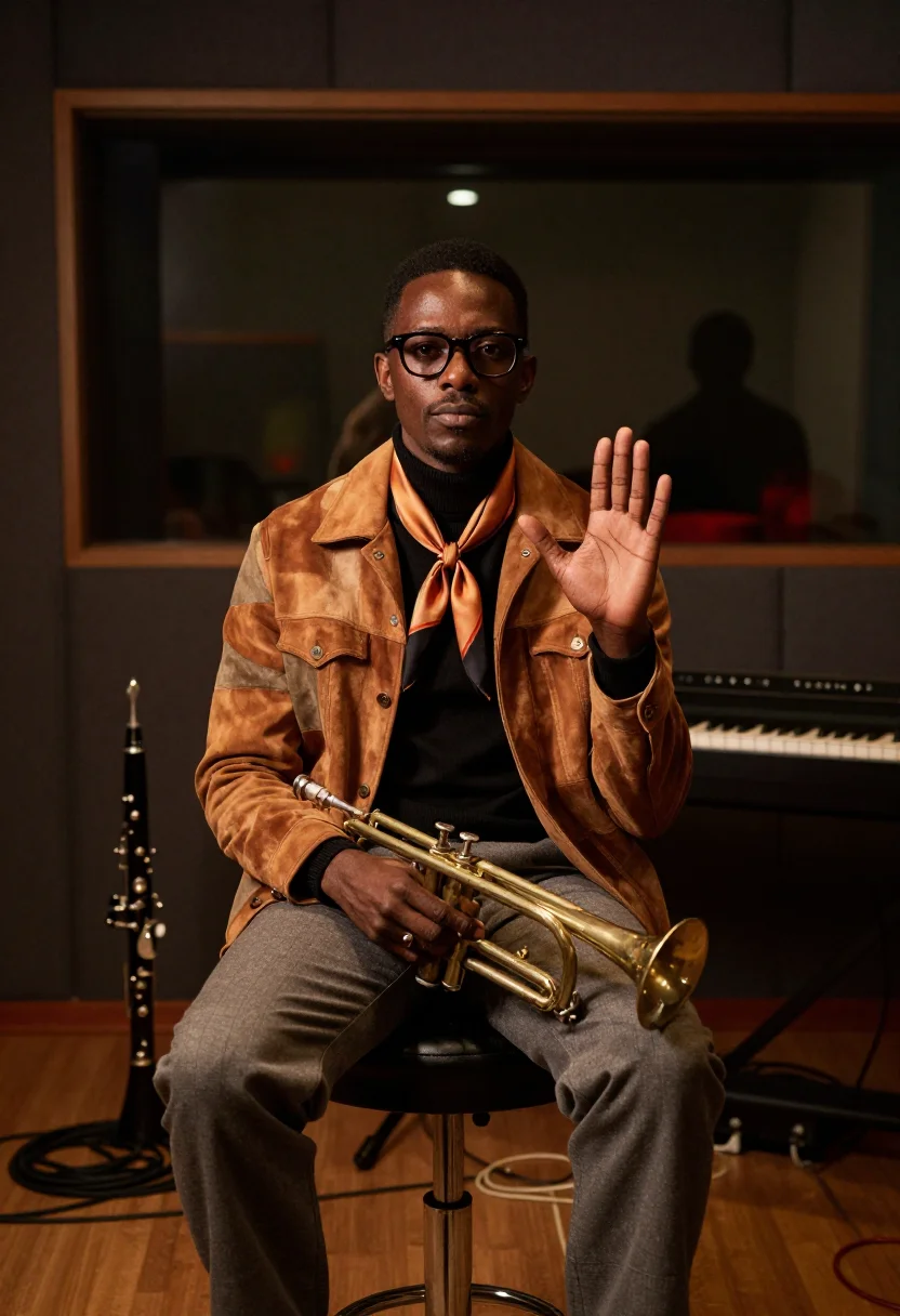 AI miles davis sample — portrait of a man, half-length portrait of an African-Americ