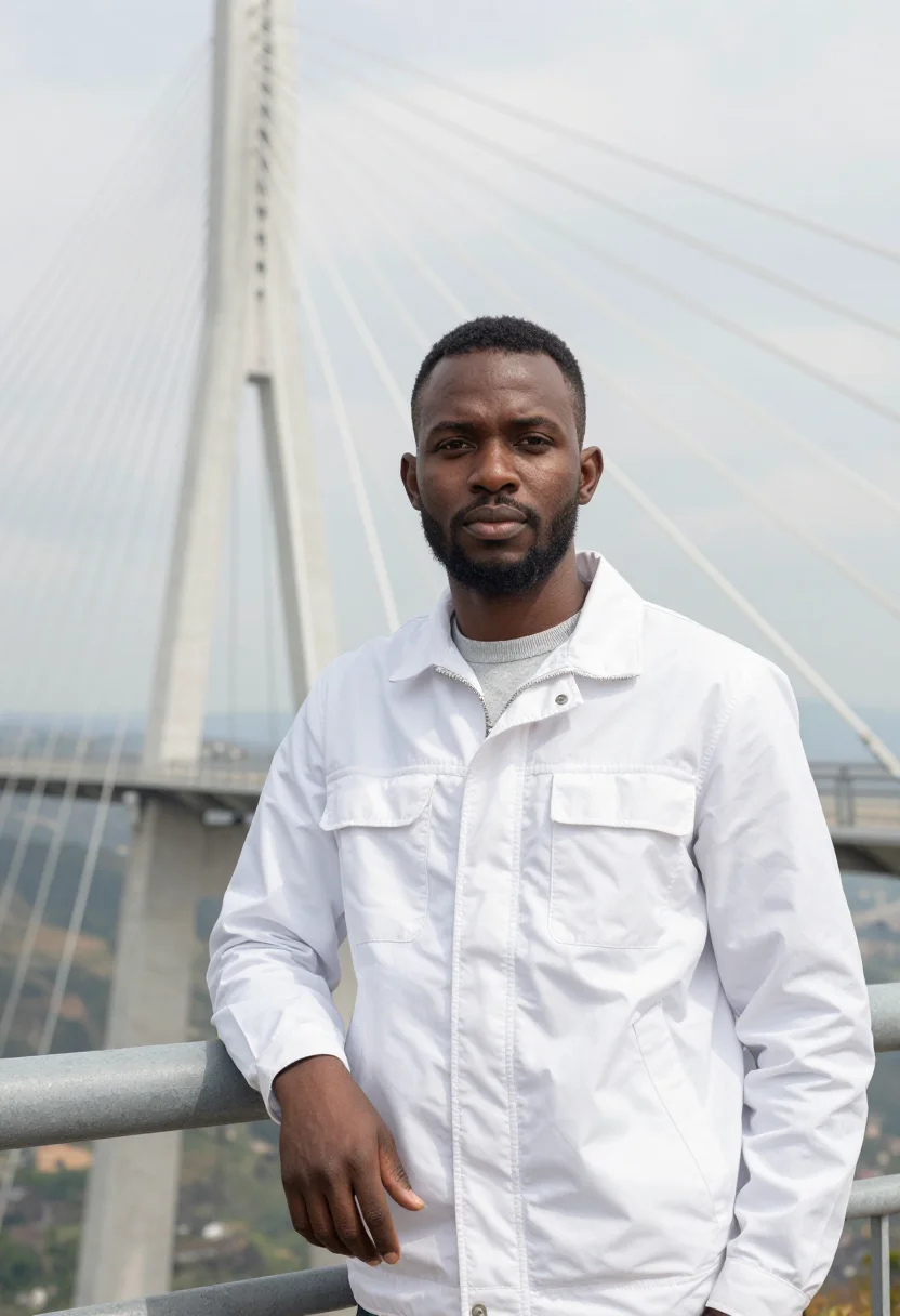 AI millau viaduct engineer pier white sample — portrait of a man, a structural engineer in his late thirtie