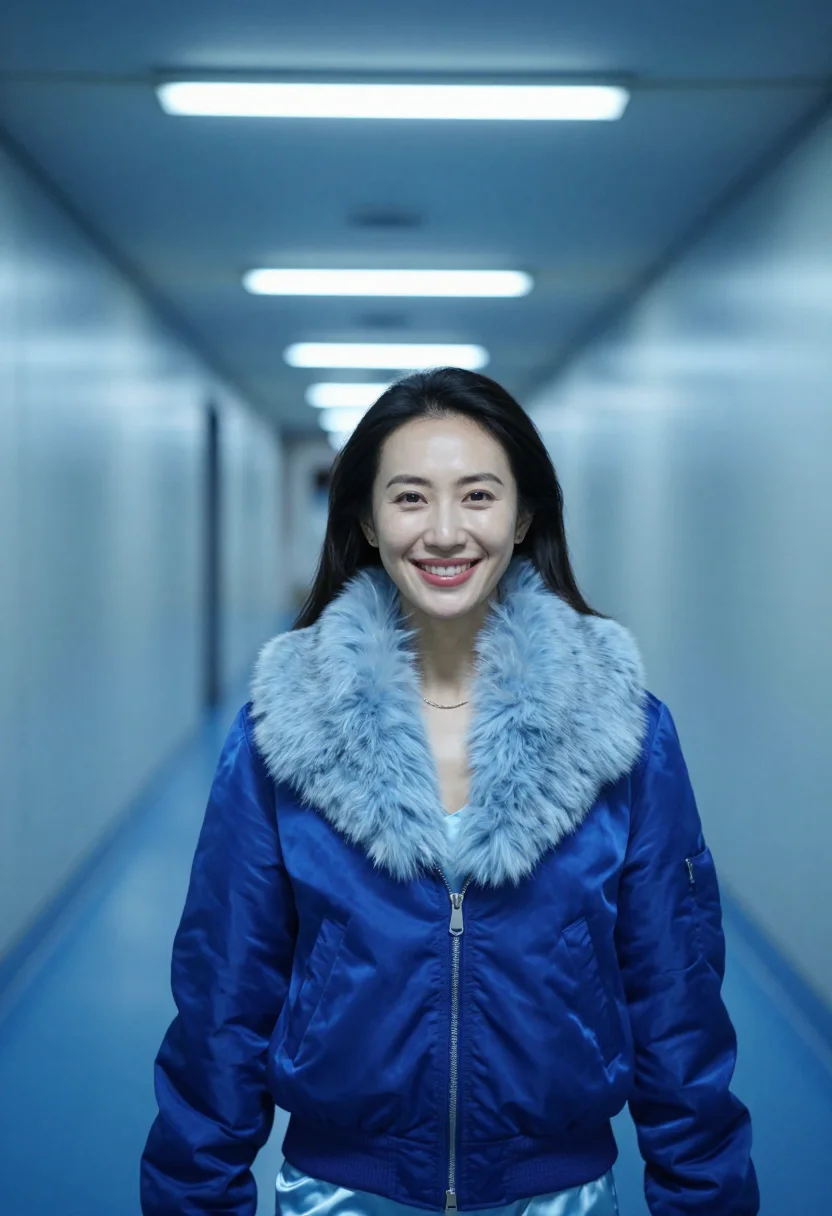 AI millennium mambo taipei corridor blue sample — portrait of a woman, a Taiwanese woman in her early thirties