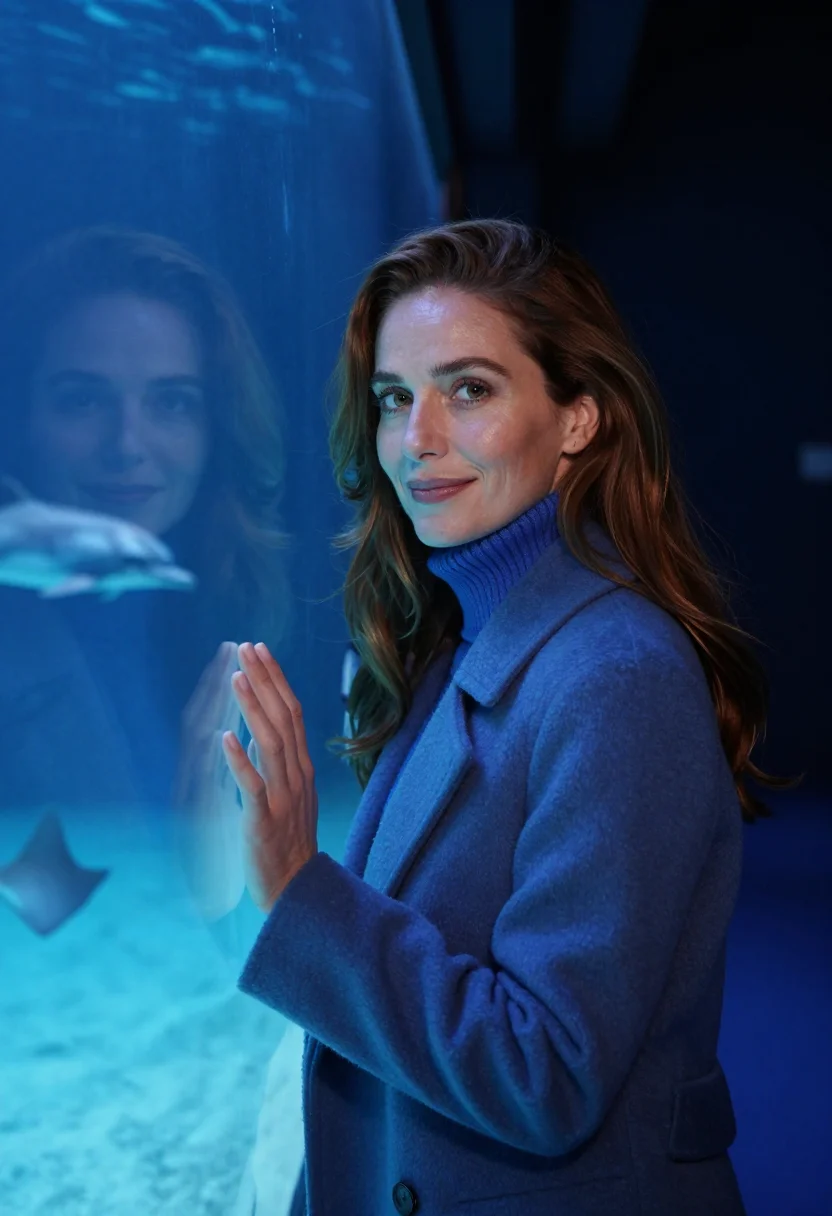 AI milstein hall blue whale january sample — portrait of a woman, framed chest-up, cropped at the ribs, t