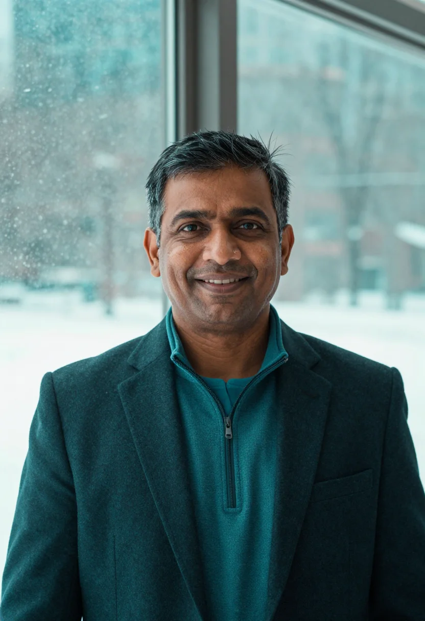 AI minneapolis skyway teal sample — portrait of a man, framed tight on the head, the body close