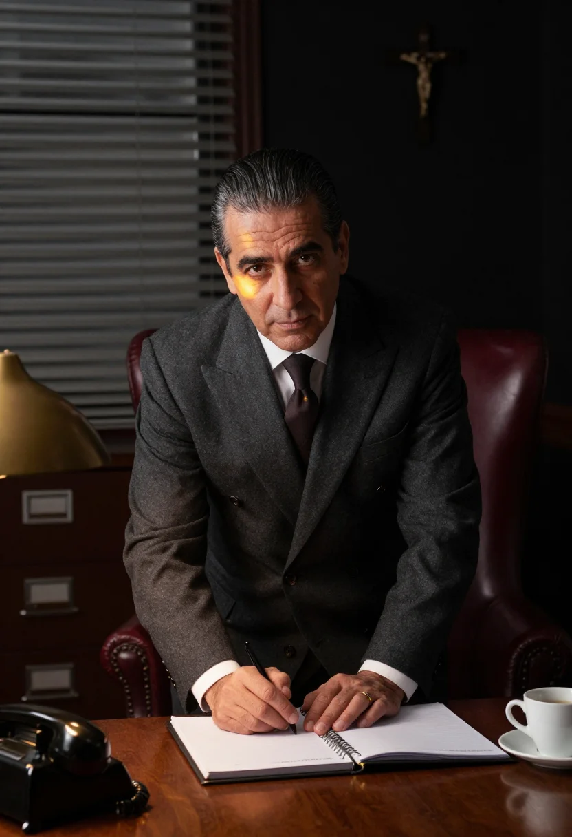 AI mob boss sample — portrait of a man, close half-length portrait of a Southern-