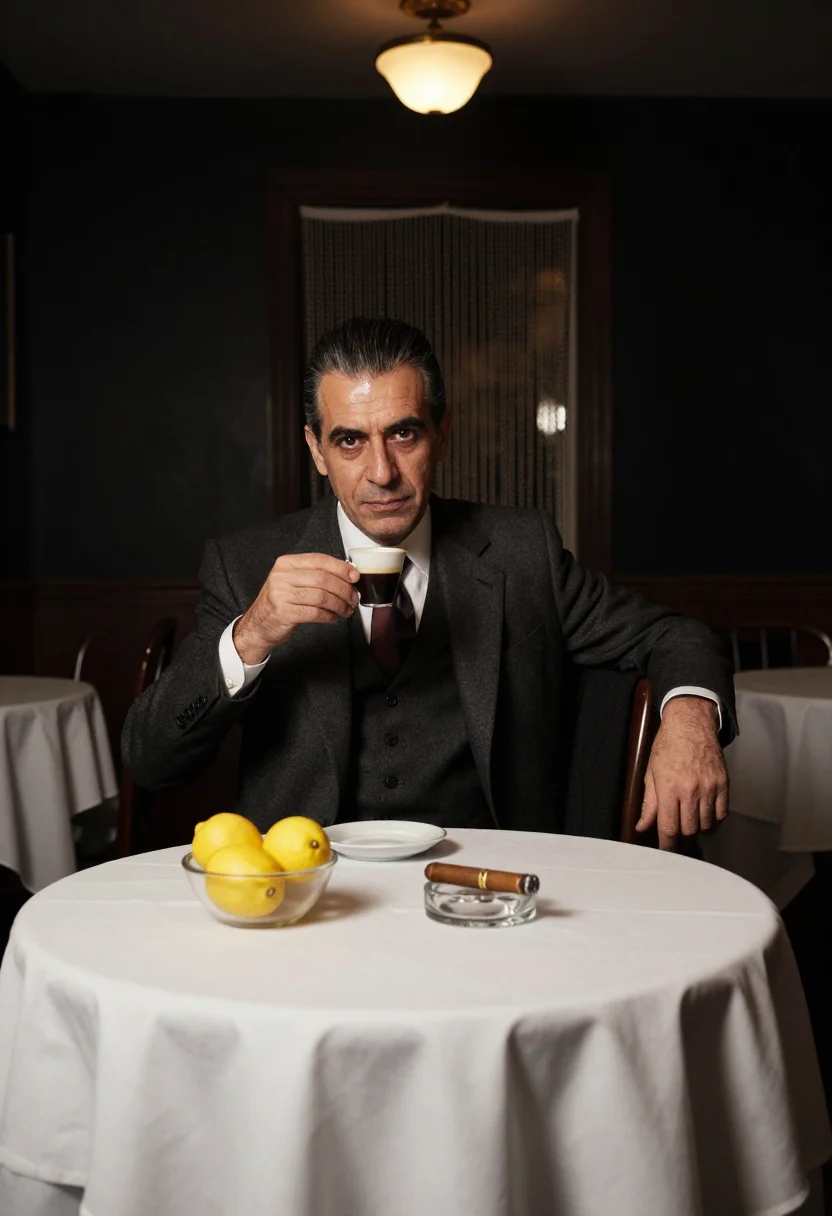 AI mob boss sample — portrait of a man, three-quarter portrait of a Southern-Ital