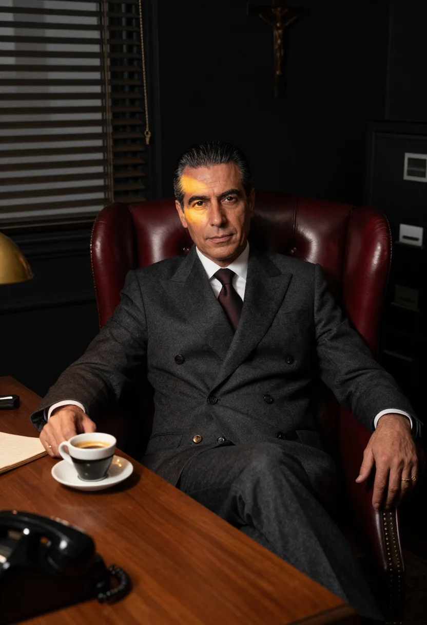 AI mob boss sample — portrait of a man, three-quarter-length portrait of a Southe