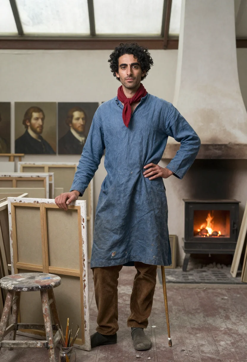 AI modigliani sample — portrait of a man, full-length portrait of a Southern-Europe