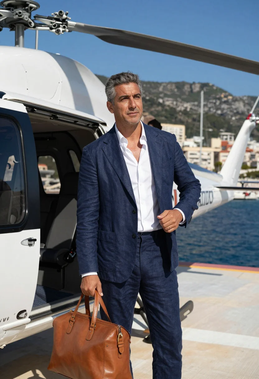 AI monaco helipad sample — portrait of a man, half-length portrait of an Italian man in
