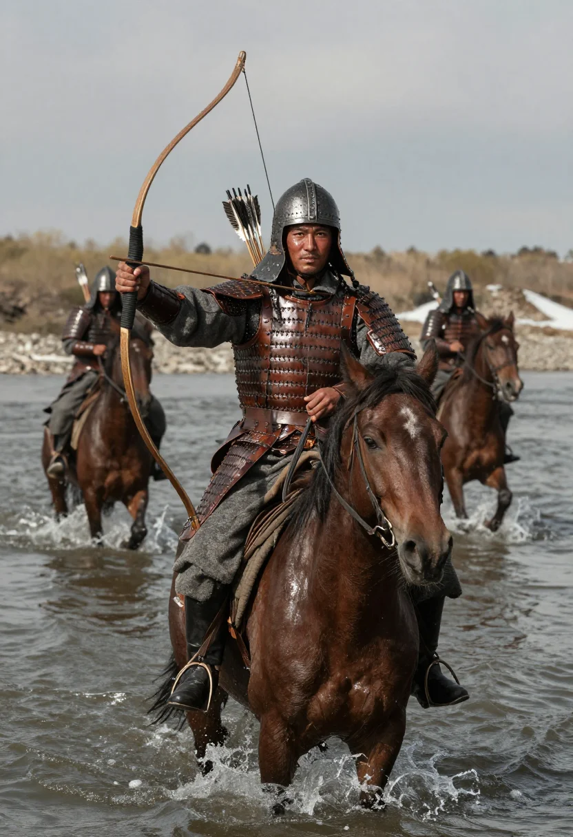 AI mongol horse archer sample — portrait of a man, three-quarter-length portrait of a Centra