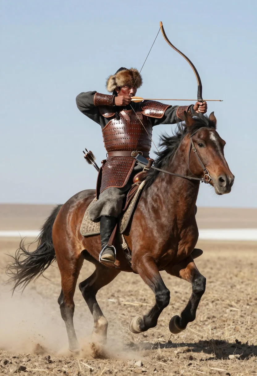 AI mongol horse archer sample — portrait of a man, full-length portrait of a Central-Asian m