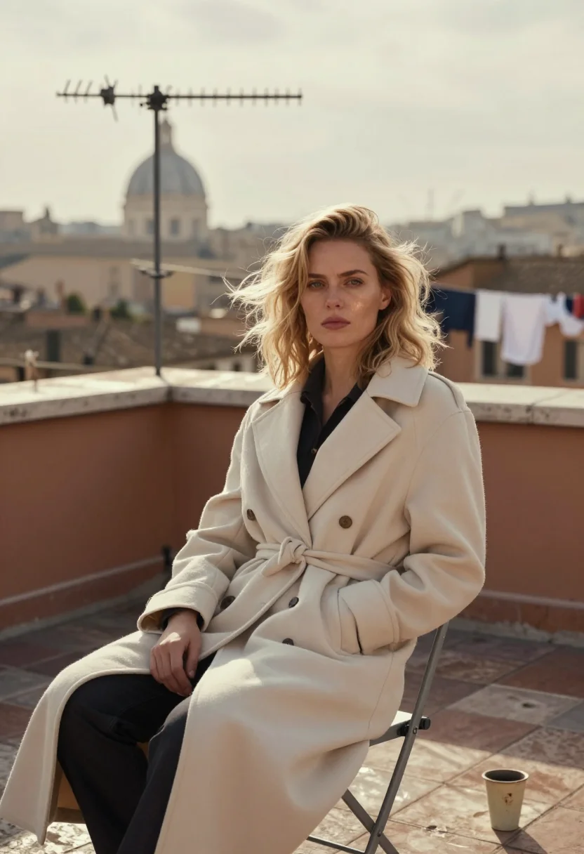 AI monica vitti sample — portrait of a woman, half-length seated portrait of an Itali