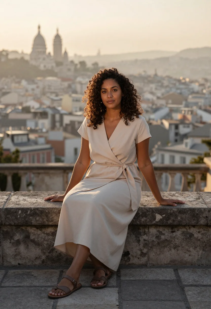 AI montmartre sample — portrait of a woman, full-length portrait of a mixed-heritag