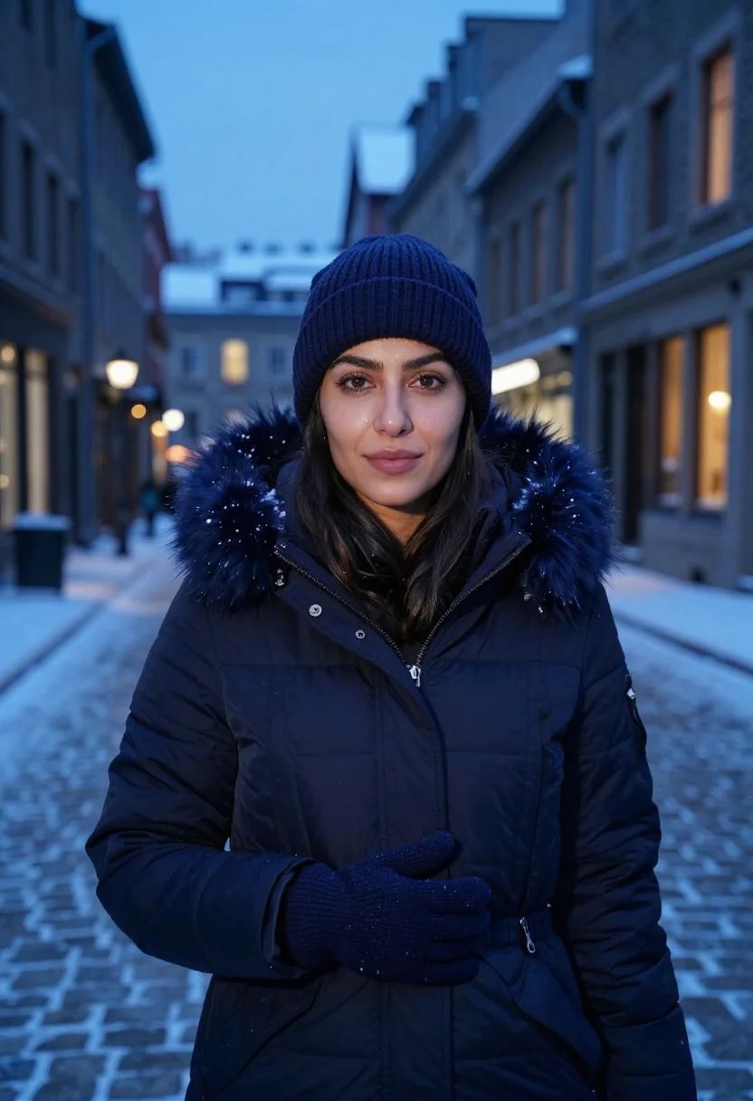 AI montreal old port ml engineer navy sample — portrait of a woman, a machine-learning engineer, a Lebanese