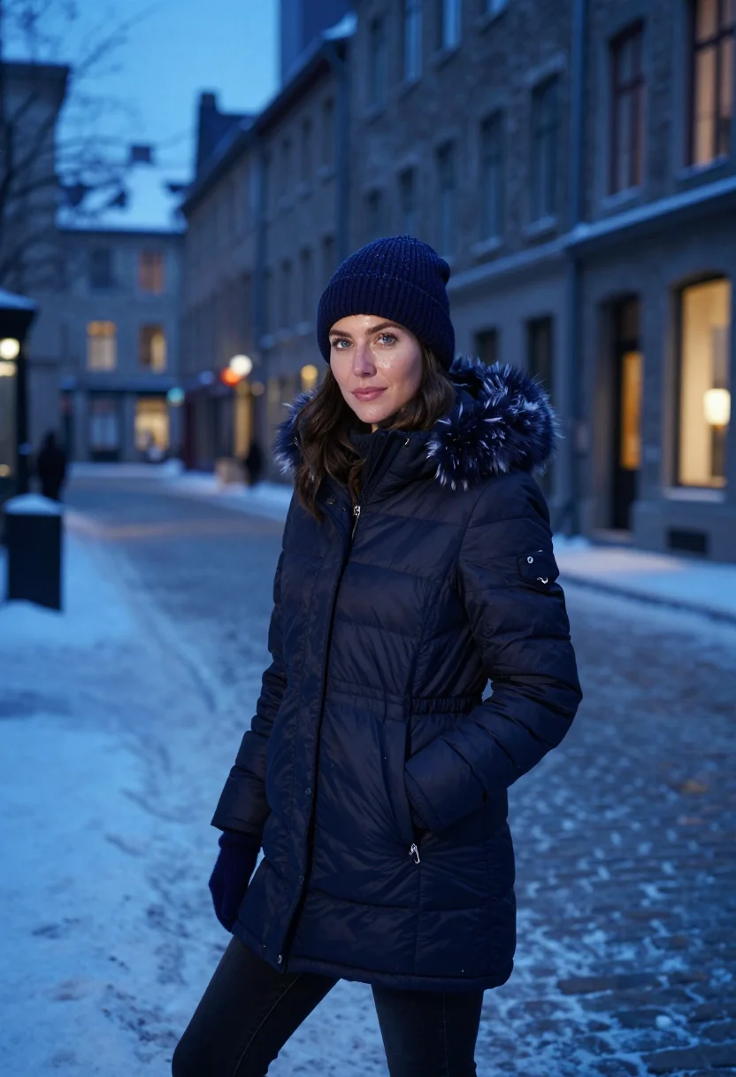 AI montreal old port ml engineer navy sample — portrait of a woman, a machine-learning engineer, a French-C
