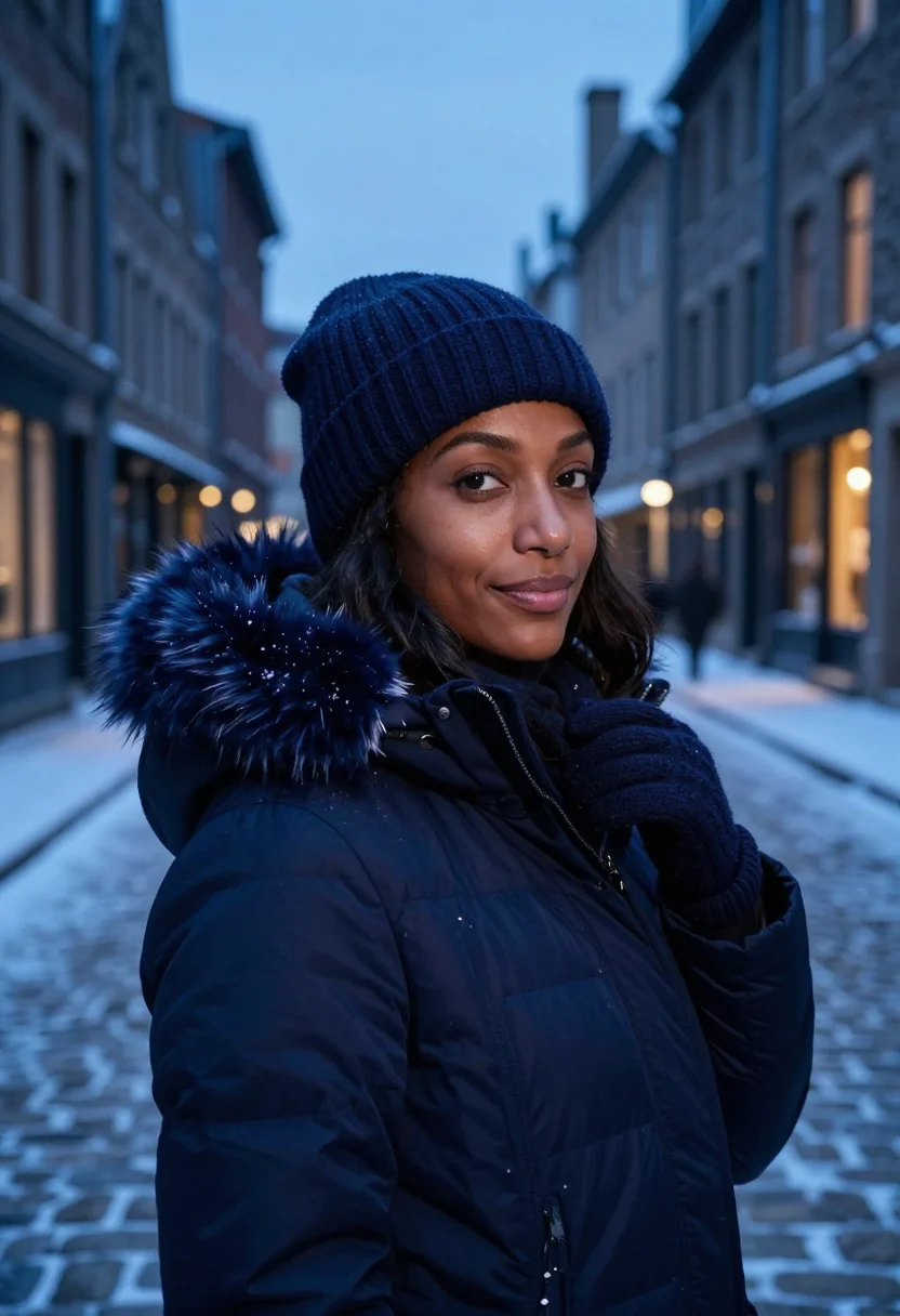 AI montreal old port ml engineer navy sample — portrait of a woman, a machine-learning engineer, a Haitian-