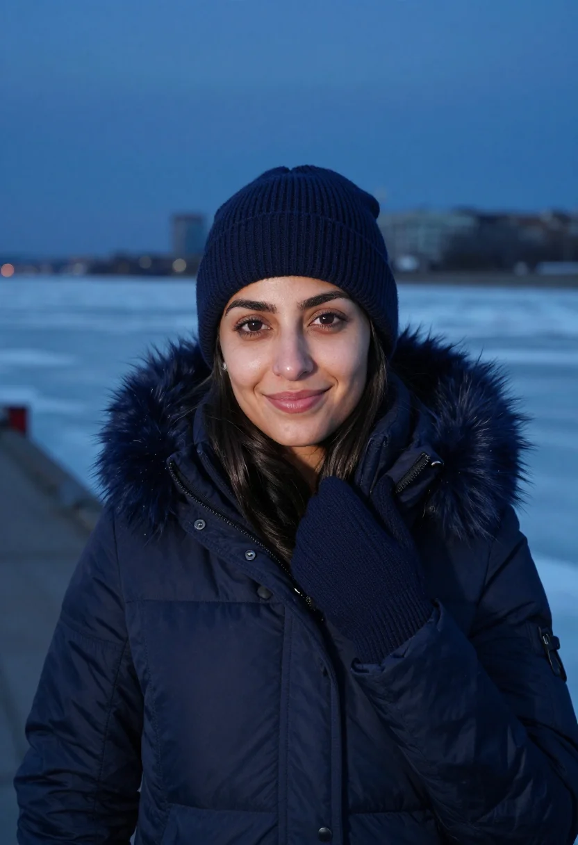 AI montreal old port ml engineer navy sample — portrait of a woman, a machine-learning engineer, a Lebanese