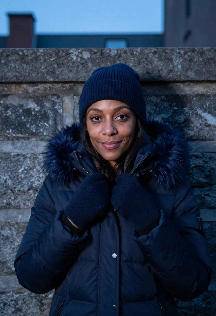 AI montreal old port ml engineer navy sample — portrait of a woman, a machine-learning engineer, a Haitian-