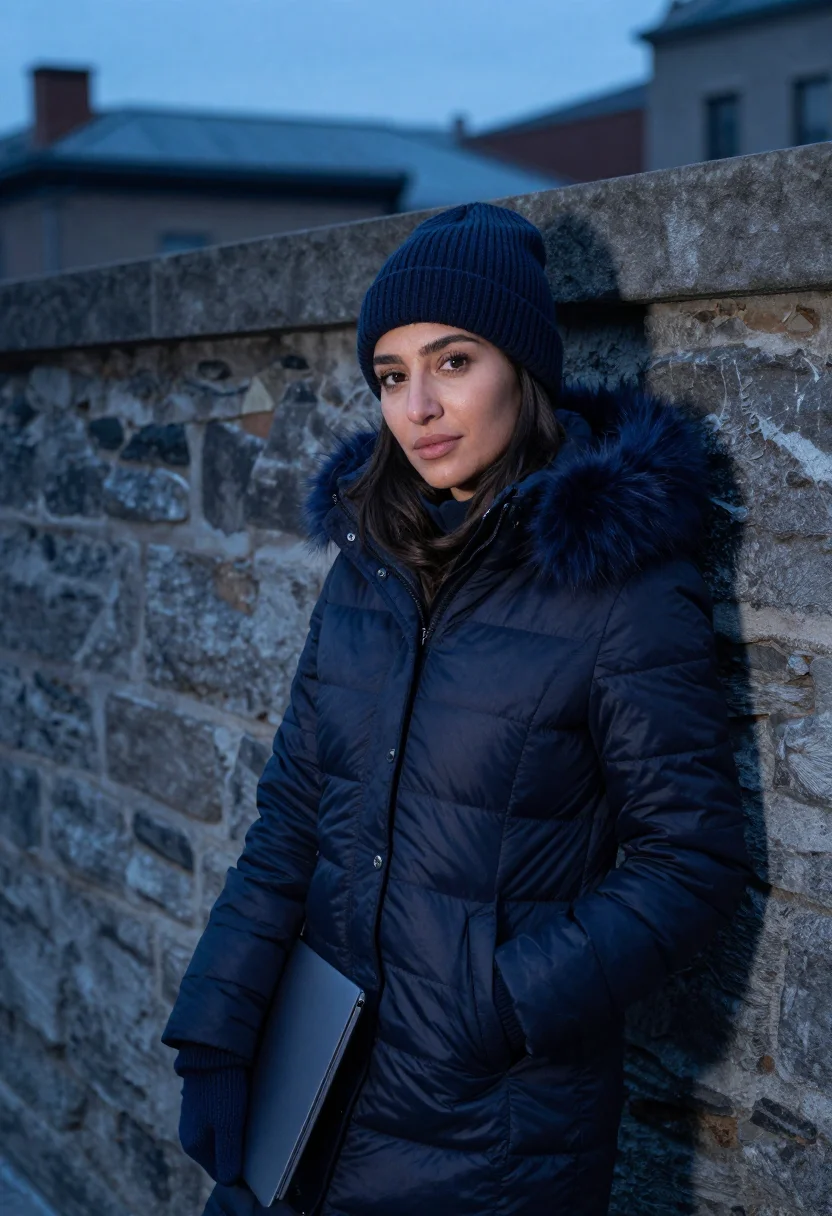 AI montreal old port ml engineer navy sample — portrait of a woman, a machine-learning engineer, a Lebanese
