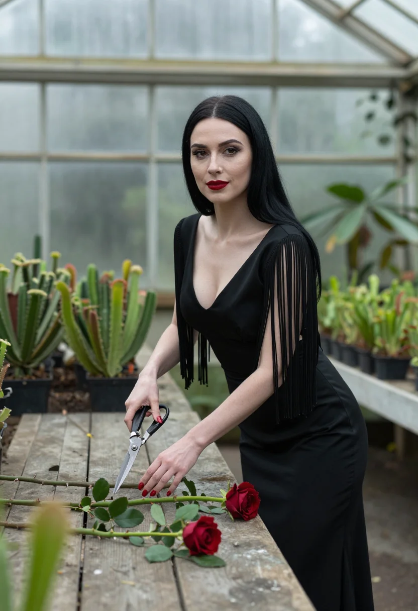 AI morticia addams sample — portrait of a woman, half-length portrait of a woman of West