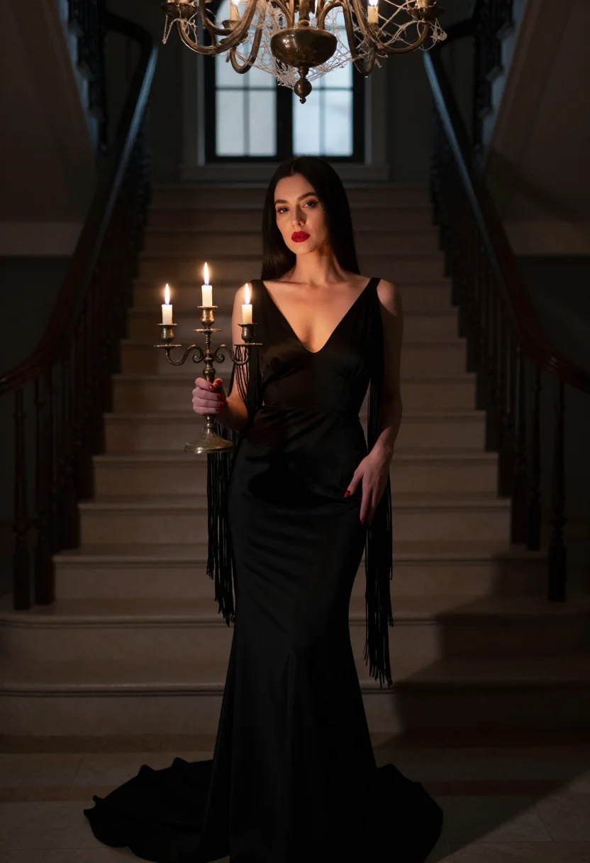 AI morticia addams sample — portrait of a woman, close half-length portrait of a woman o