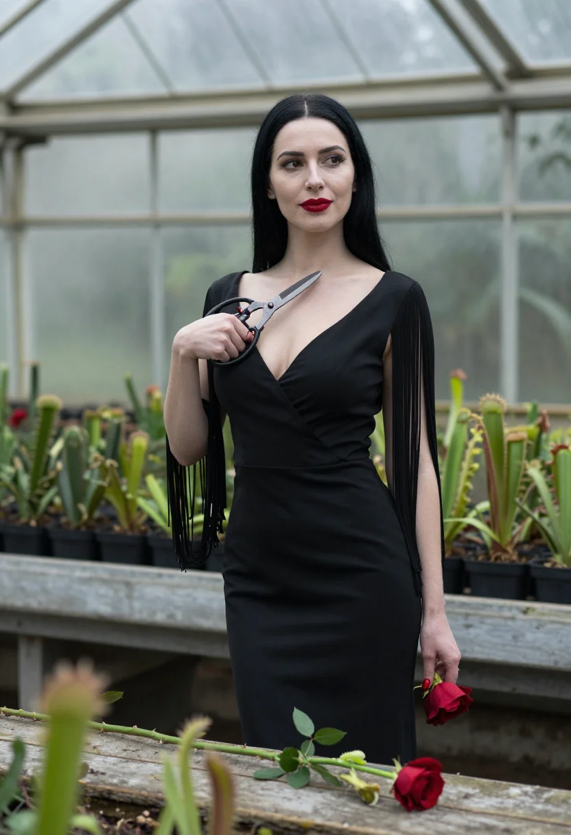 AI morticia addams sample — portrait of a woman, close half-length portrait of a woman o