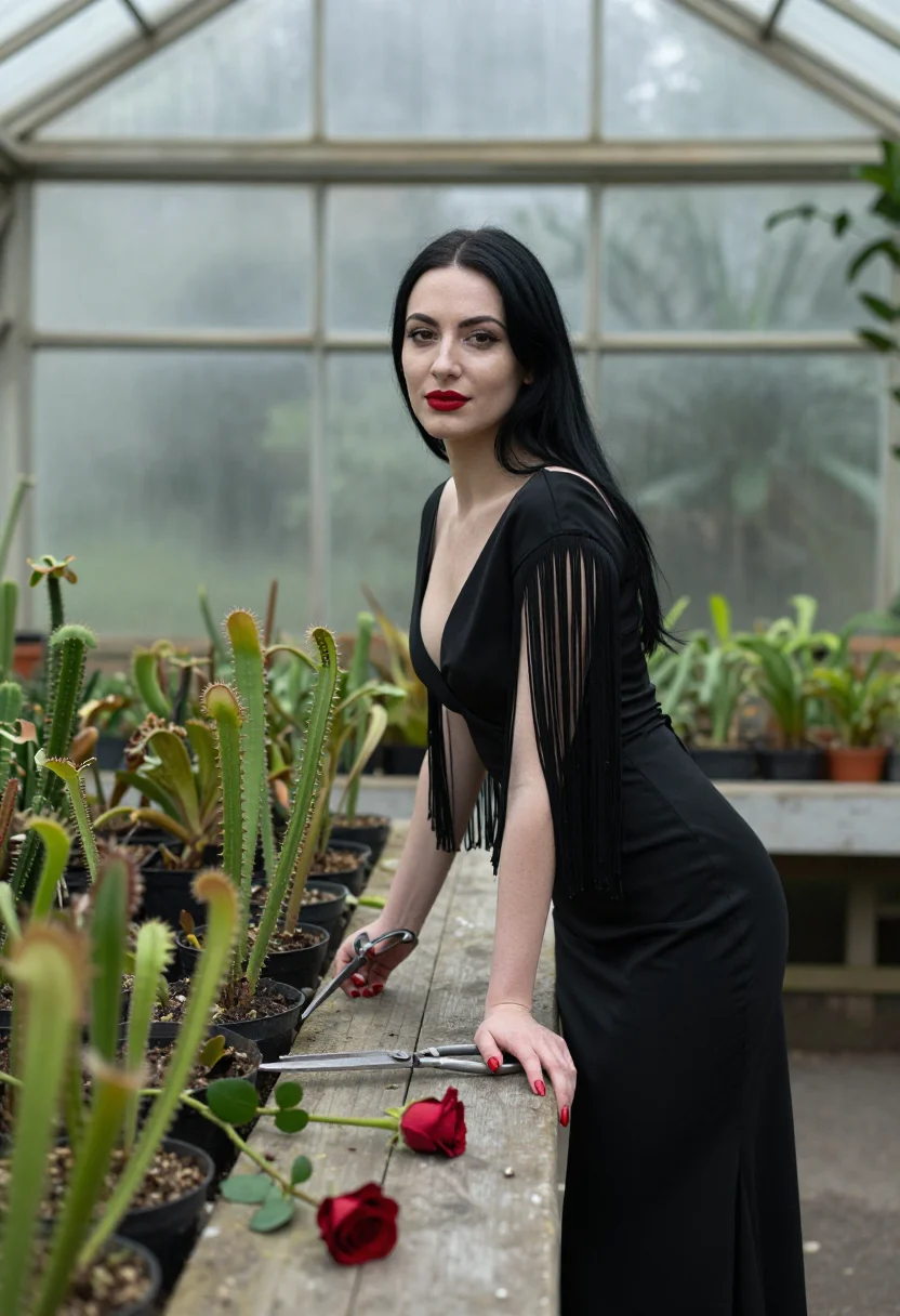 AI morticia addams sample — portrait of a woman, three-quarter-length portrait of a woma