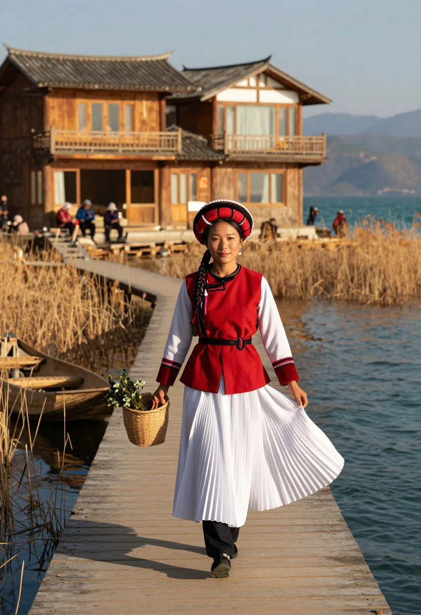 AI mosuo lugu sample — portrait of a woman, full-length portrait of a Mosuo woman i