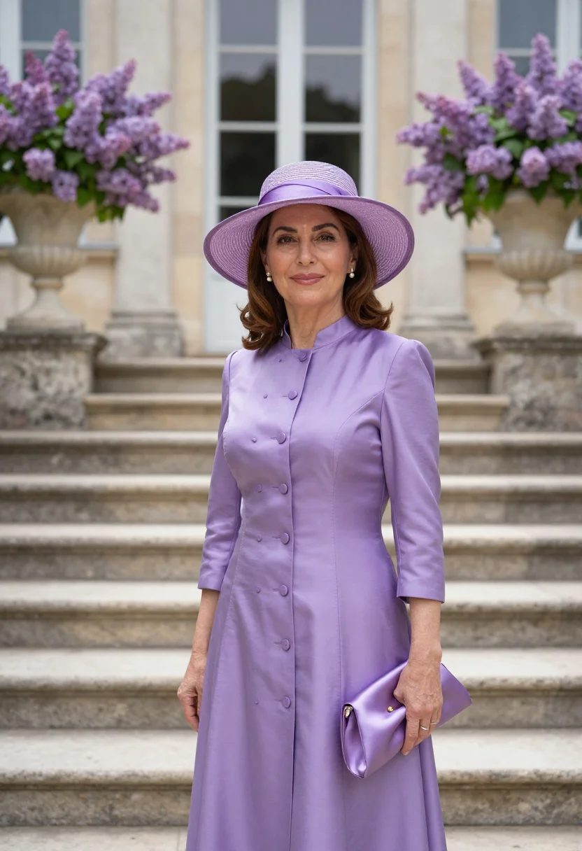AI mother of the bride may lilac sample — portrait of a woman, framed half-length from the head to the