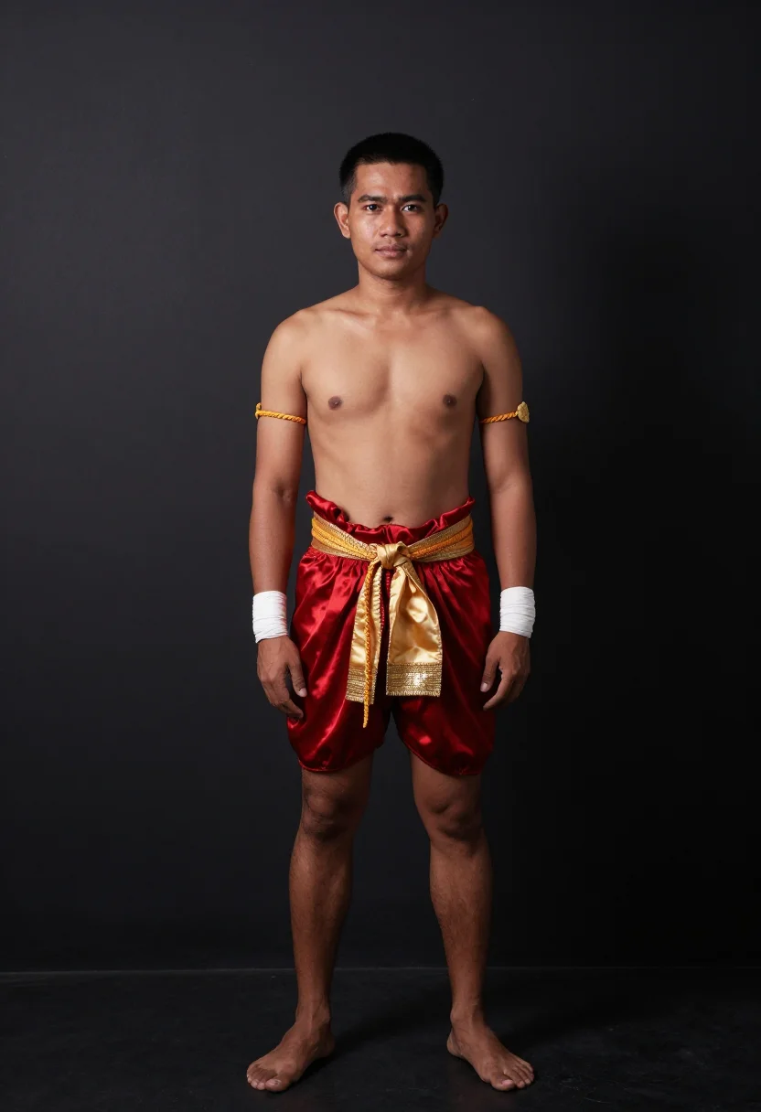 AI muay thai kru sample — portrait of a man, full-length portrait of a Thai man in his