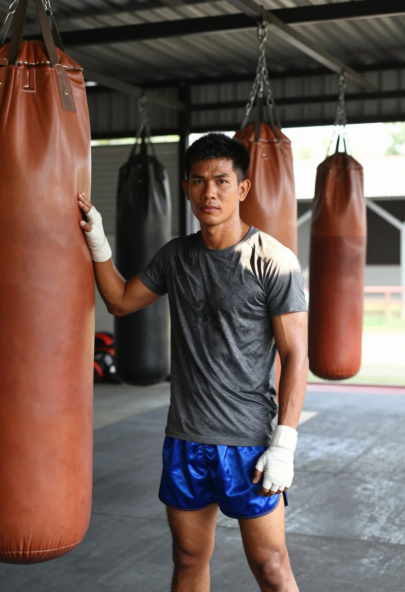 AI muay thai kru sample — portrait of a man, half-length portrait of a Thai man in his