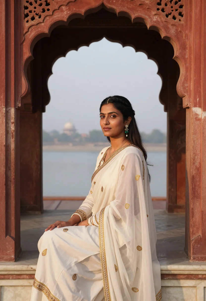 AI mumtaz mahal sample — portrait of a woman, half-length portrait of a North-Indian