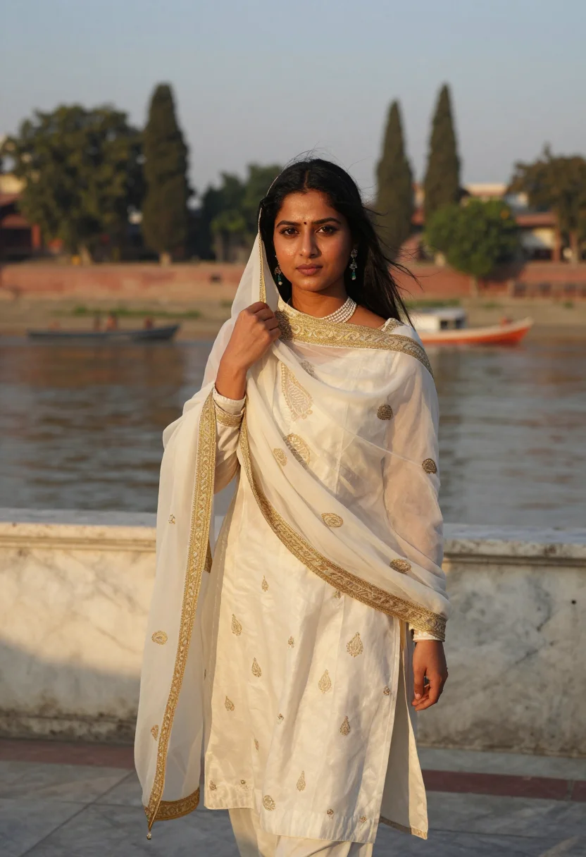 AI mumtaz mahal sample — portrait of a woman, close portrait of a North-Indian woman