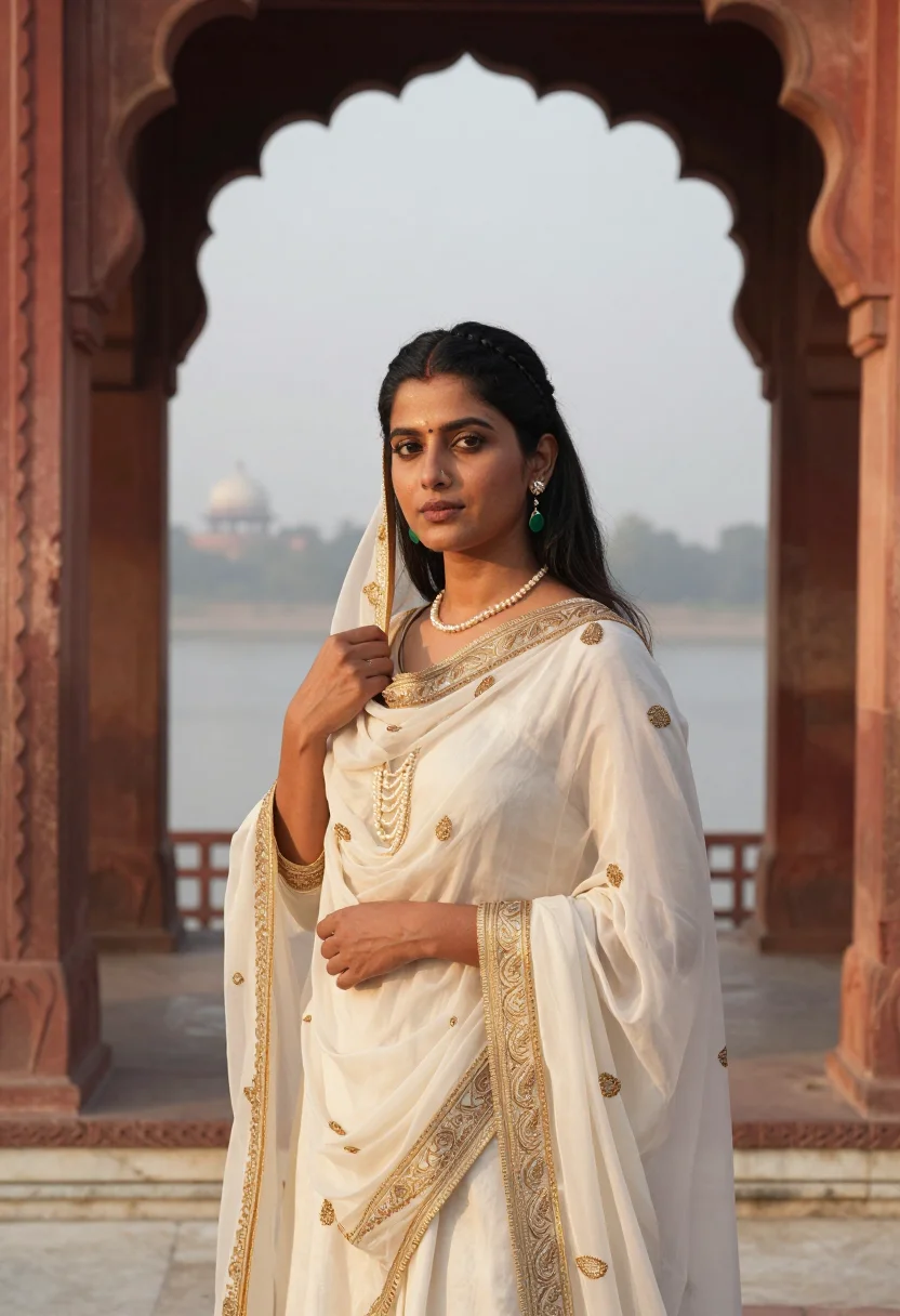 AI mumtaz mahal sample — portrait of a woman, close portrait of a North-Indian woman