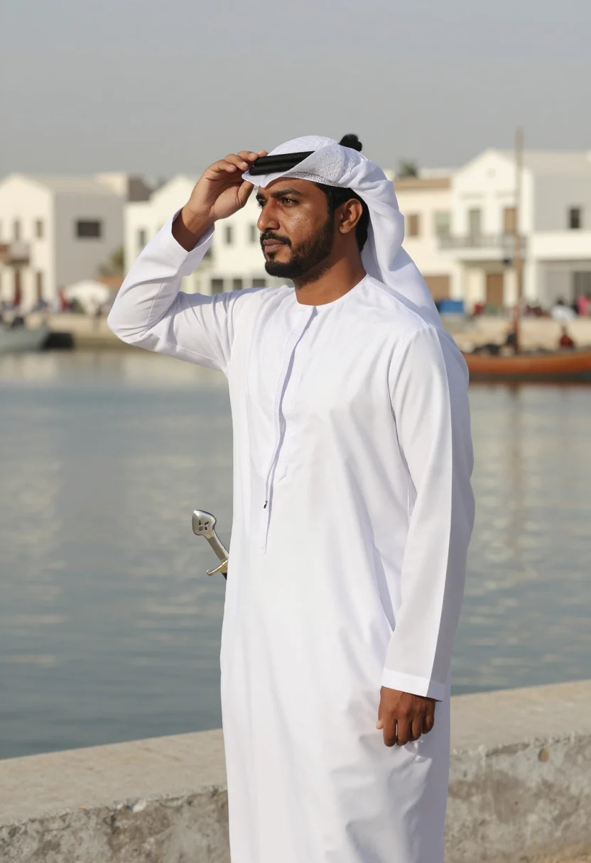 AI muscat white sample — portrait of a man, three-quarter-length over-shoulder portra