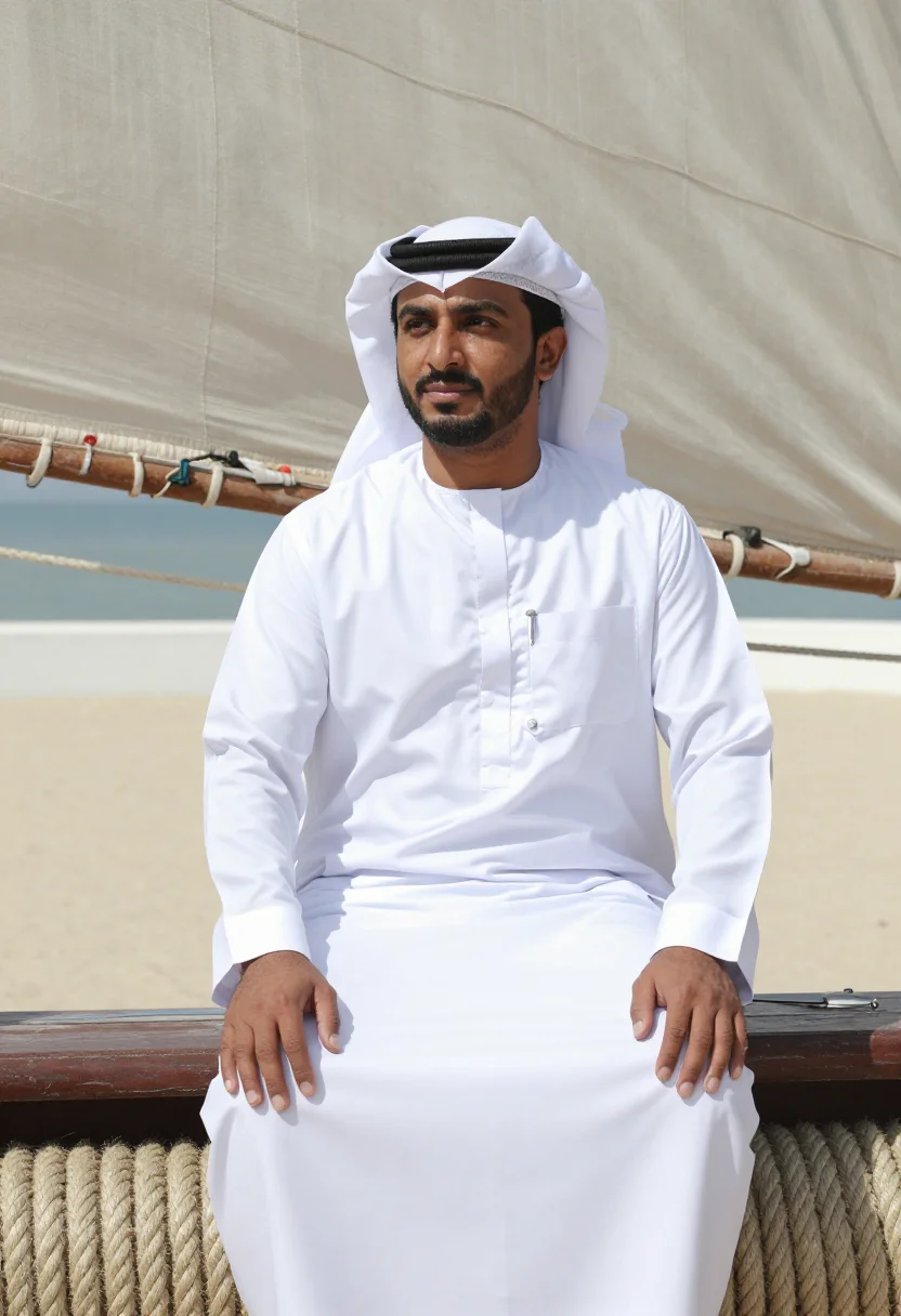 AI muscat white sample — portrait of a man, three-quarter-length seated portrait from