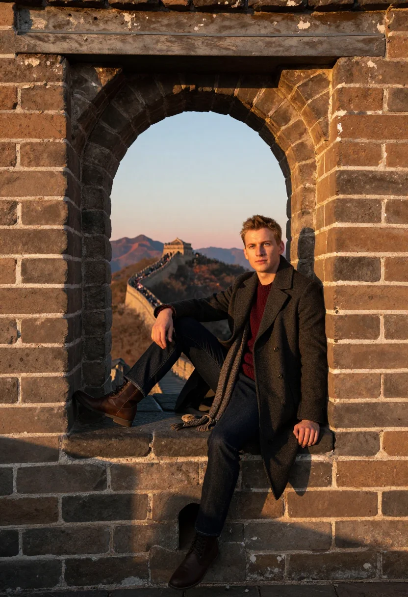 AI mutianyu sample — portrait of a traveller, full-length portrait of a Western-E