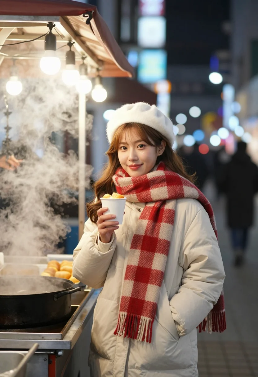 AI myeongdong christmas sample — portrait of a woman, half-length portrait of a woman of Kore
