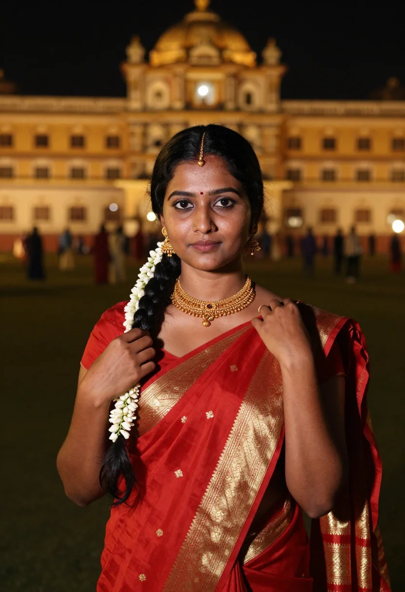 AI mysore palace sample — portrait of a woman, chest-up portrait of a South-Asian woma