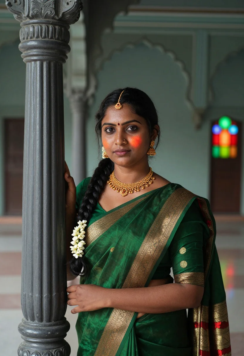 AI mysore palace sample — portrait of a woman, chest-up portrait of a South-Asian woma