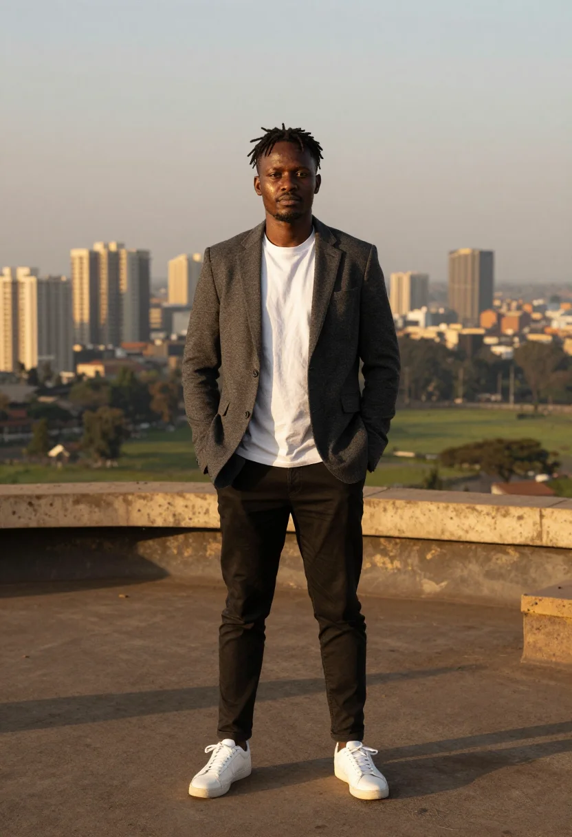 AI nairobi tech sample — portrait of a founder, full-length portrait of a Kenyan man