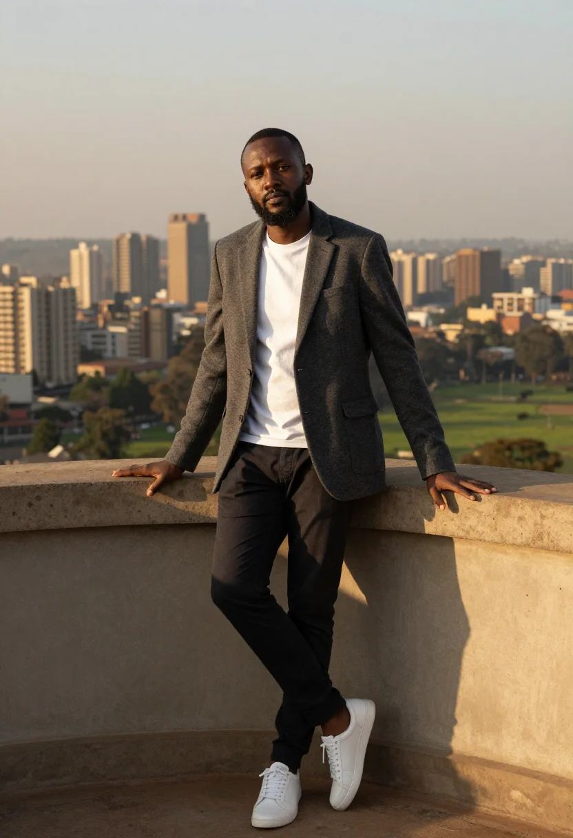 AI nairobi tech sample — portrait of a founder, three-quarter-length portrait of a Ke