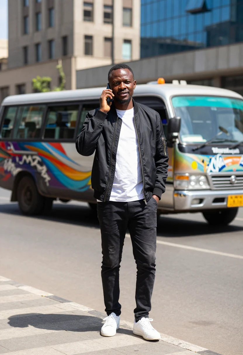 AI nairobi tech sample — portrait of a founder, full-length portrait of a Kenyan man