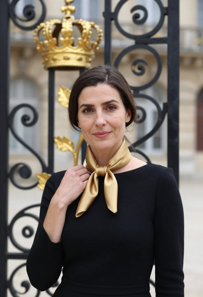 AI nancy place stanislas notaire gilt black sample — portrait of a woman, in her early forties, French, with fair