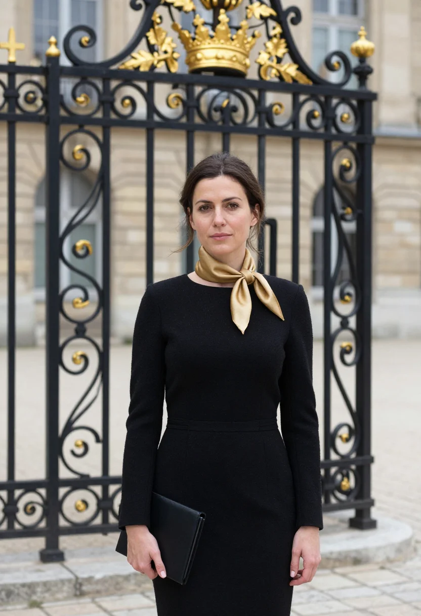 AI nancy place stanislas notaire gilt black sample — portrait of a woman, in her early forties, French, with fair