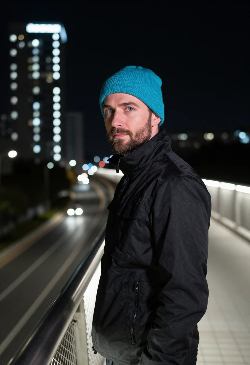 AI nanshan hardware night cyan sample — portrait of a hardware engineer, head-and-shoulders portrait