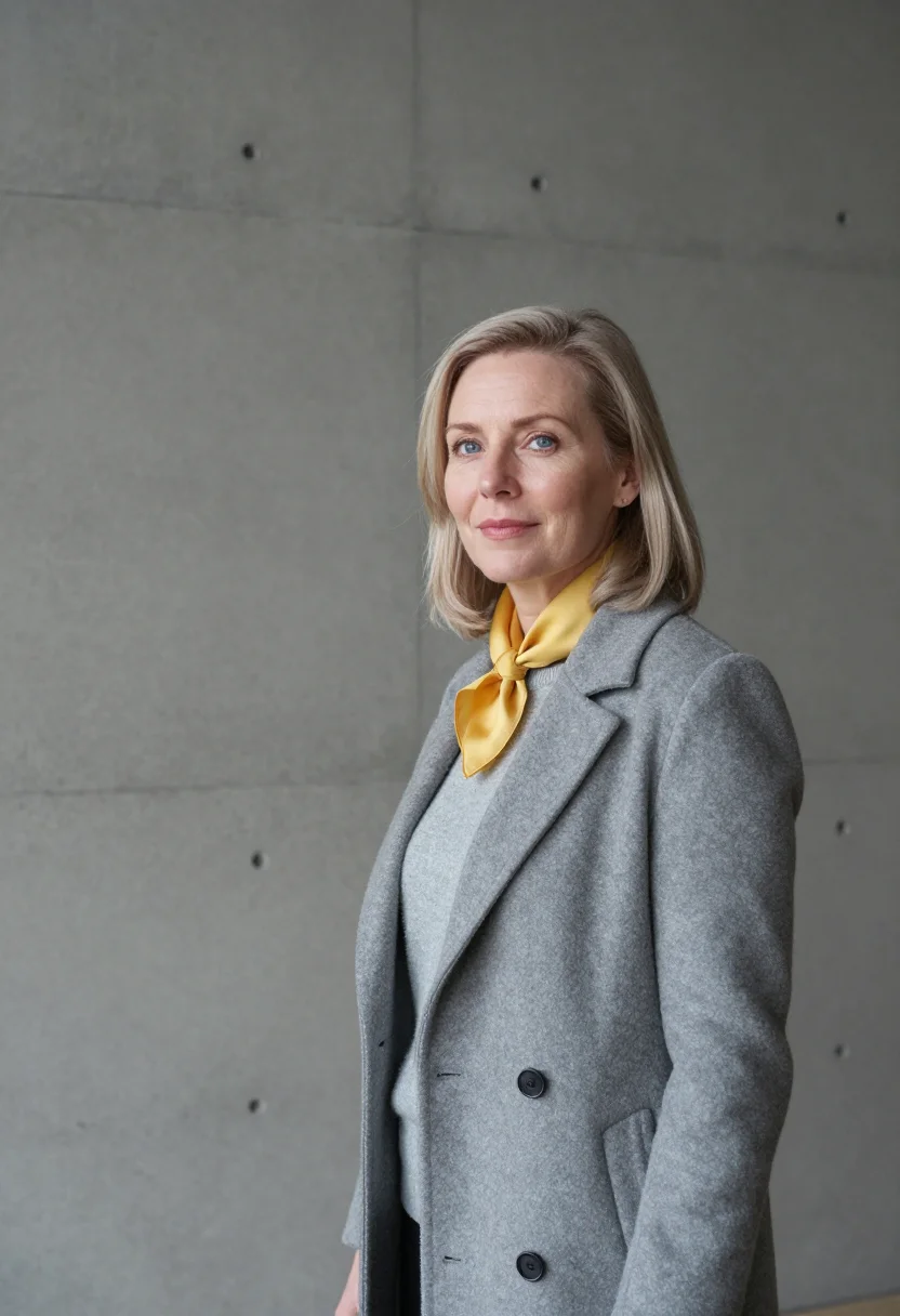 AI naoshima museum director concrete sea sample — portrait of a woman, a Swedish museum director in her fortie