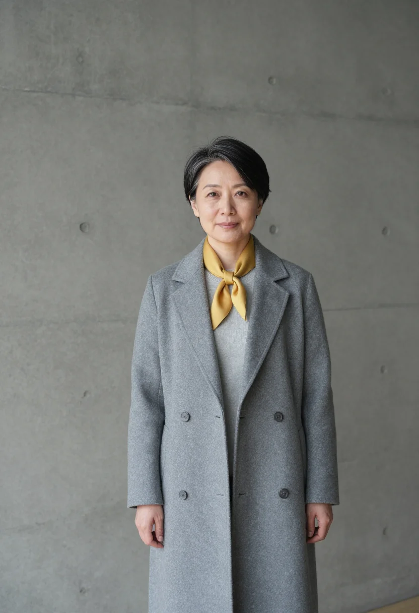 AI naoshima museum director concrete sea sample — portrait of a woman, a Chinese museum director in her fiftie