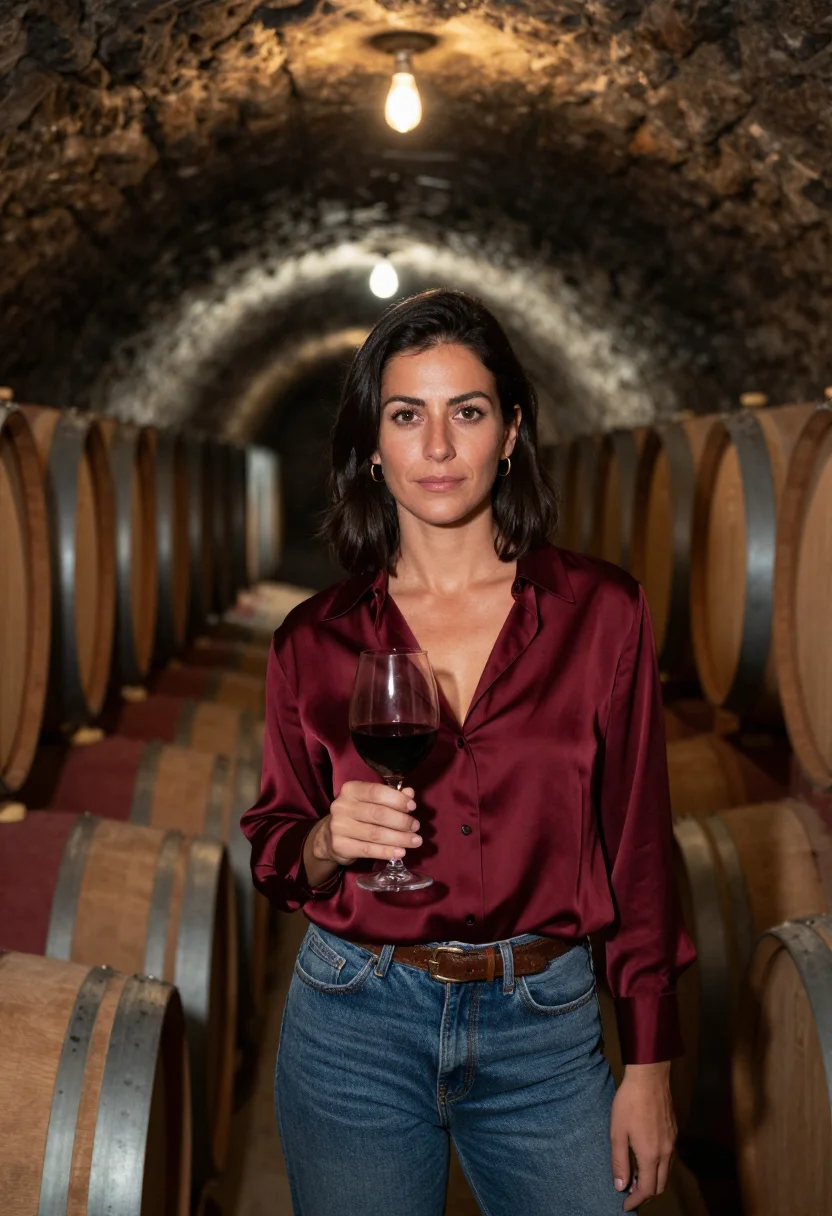 AI napa valley sample — portrait of a woman, chest-up portrait of a Southern-Europea